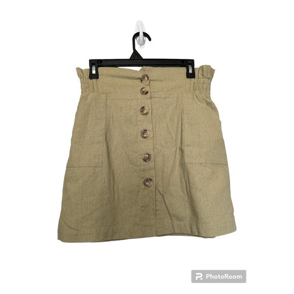 Favlux khaki linen look Skirt size L‎ - Picture 1 of 8